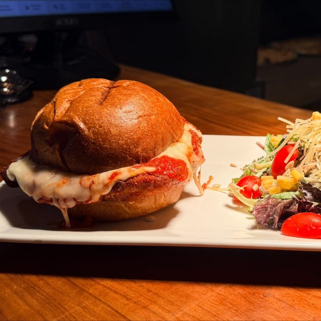 CHICKEN PARMESAN SANDWICH.