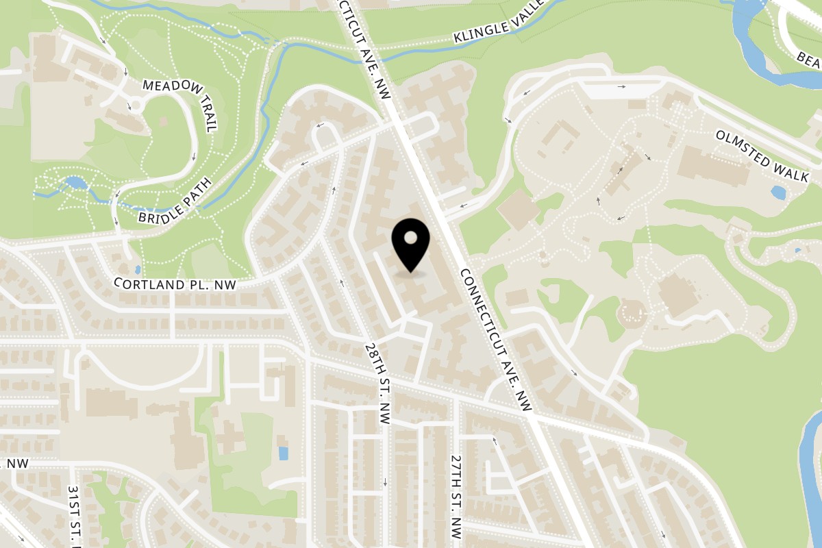 Map showing the location of Mikas Neapolitan Pizza Washington on 3000 Connecticut Ave NW Suite D in Washington